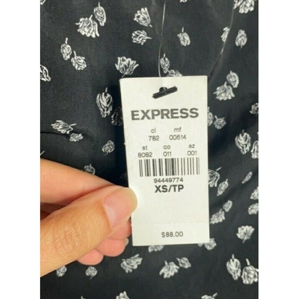 EXPRESS Women's Strapless Black White Floral Drawstring Waist Jumper Size XS - Picture 4 of 10